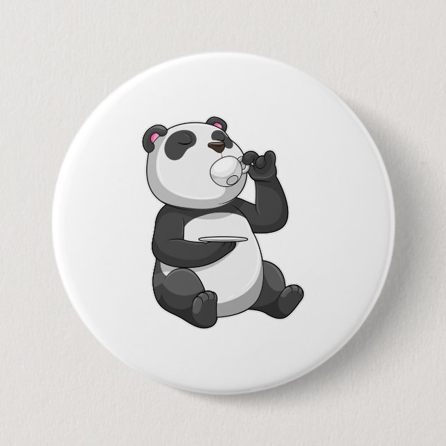 Panda with Tea Cup Button (Front)