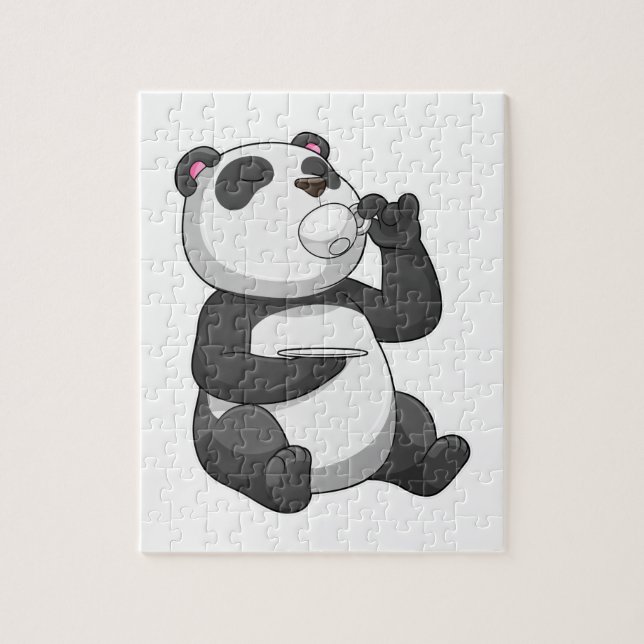 Panda with Tea Cup Jigsaw Puzzle (Vertical)