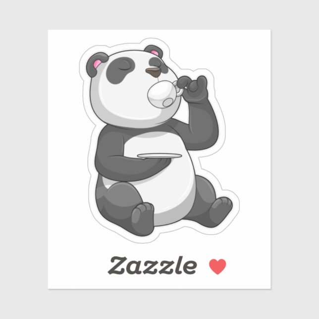 Panda with Tea Cup Sticker (Sheet)