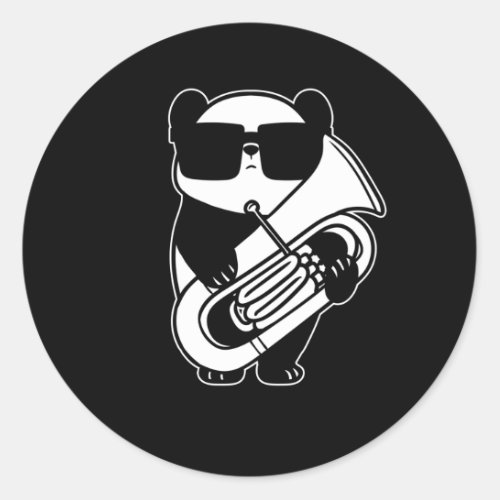Panda With Tuba Music Tubaist Orchestra Tubist Classic Round Sticker