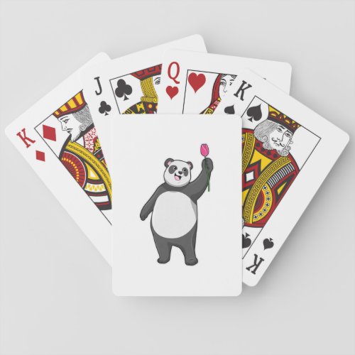 Panda with Tulip Playing Cards