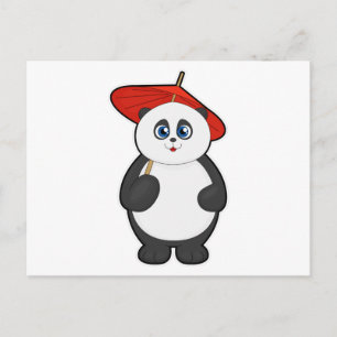 Panda with Umbrella Postcard