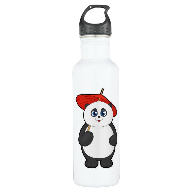 Panda with Umbrella Stainless Steel Water Bottle (Front)
