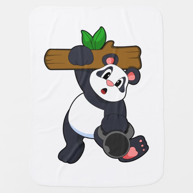 Panda with Wood at Strength training Baby Blanket (Front)