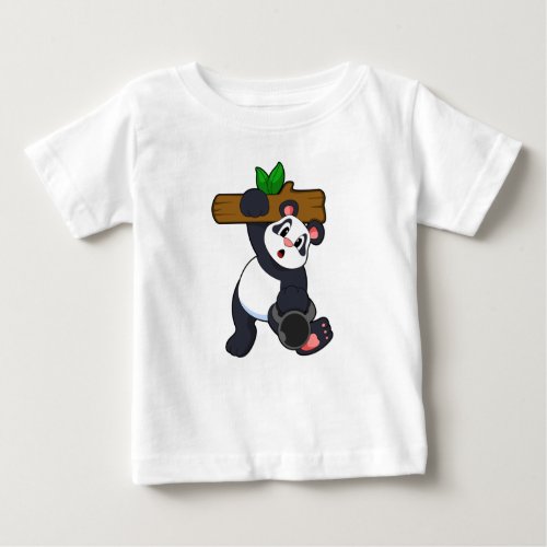 Panda with Wood at Strength training Baby T_Shirt