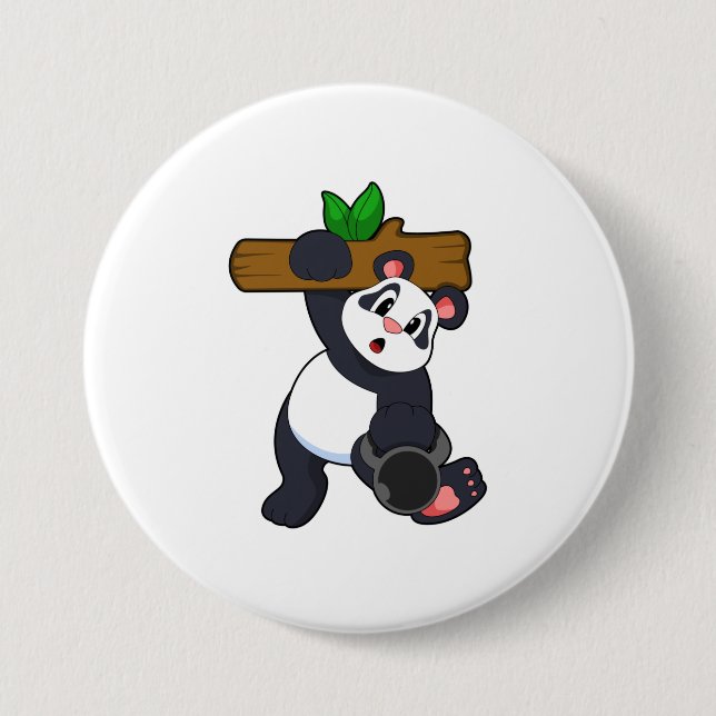 Panda with Wood at Strength training Button (Front)