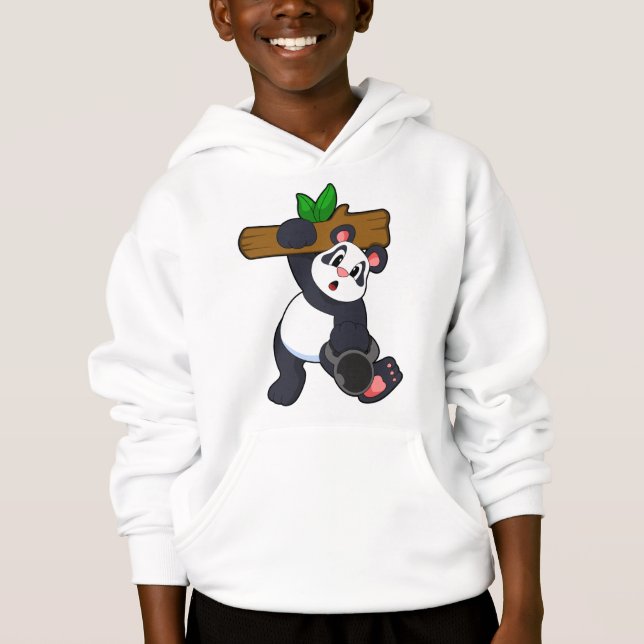 Panda with Wood at Strength training Hoodie (Front)