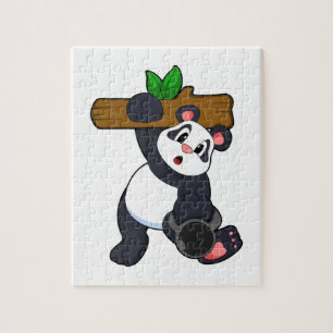 Panda with Wood at Strength training Jigsaw Puzzle