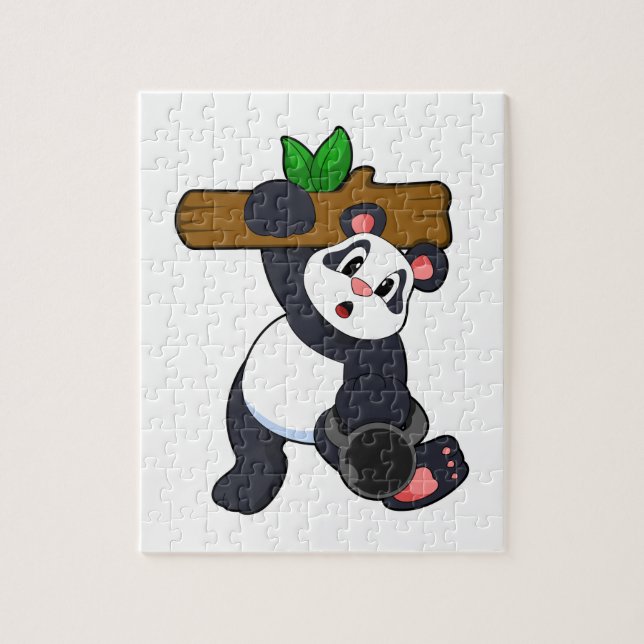 Panda with Wood at Strength training Jigsaw Puzzle (Vertical)