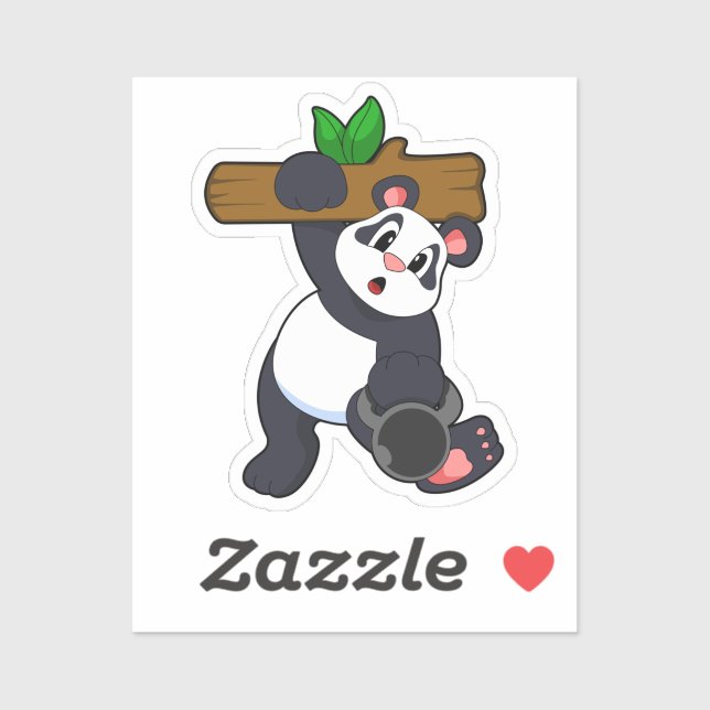 Panda with Wood at Strength training Sticker (Sheet)
