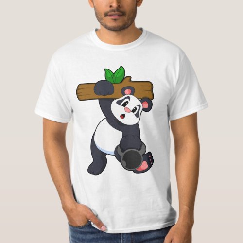 Panda with Wood at Strength training T_Shirt