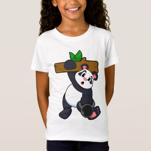 Panda with Wood at Strength training T_Shirt