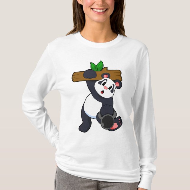 Panda with Wood at Strength training T-Shirt (Front)