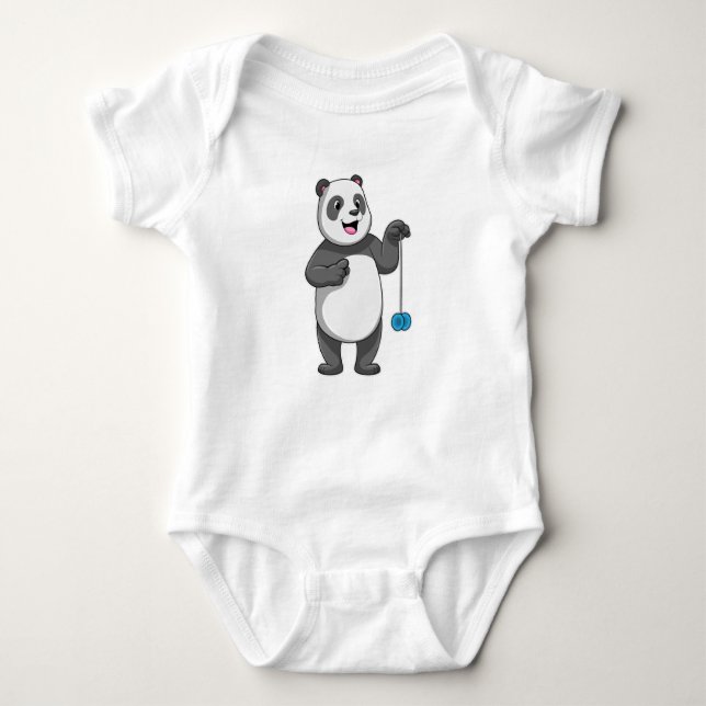 Panda with Yo-yo Baby Bodysuit (Front)