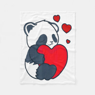 Panda Women Valentines Day Girlfriend Heart  Fleece Blanket