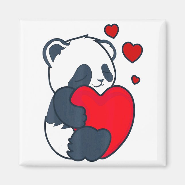 Panda Women Valentines Day Girlfriend Heart  Magnet (Front)