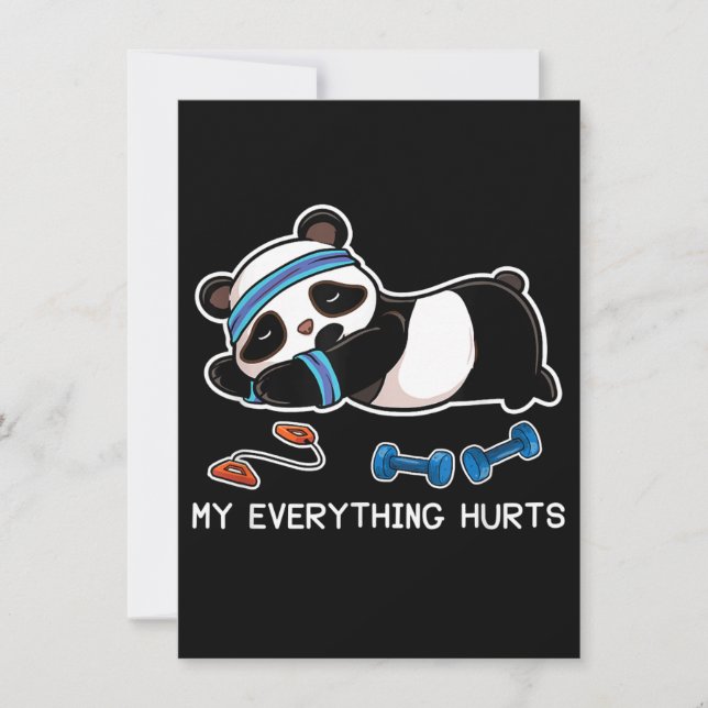 Panda Workout Gym My Everything Hurts Invitation (Front)