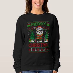 Panda  Xmas Tree Lights Ugly Santa Panda Christmas Sweatshirt