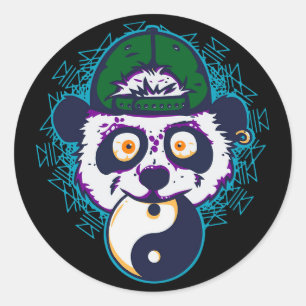PANDA YIN YANG CLASSIC ROUND STICKER