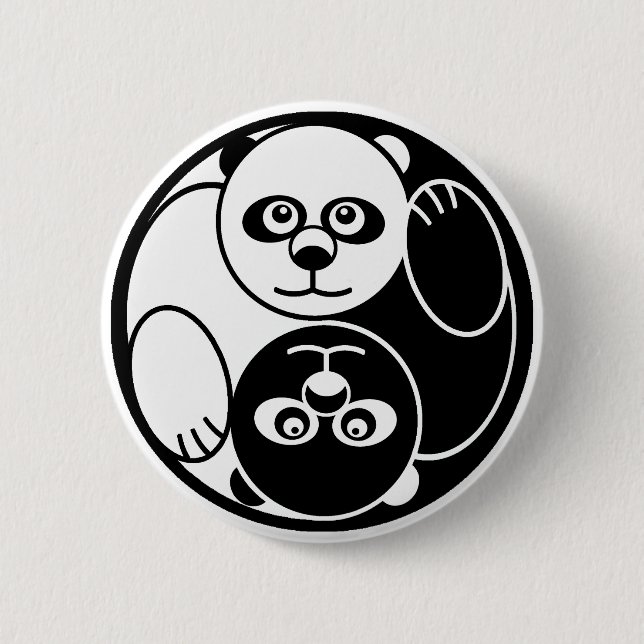 Panda Yin Yang Pinback Button (Front)