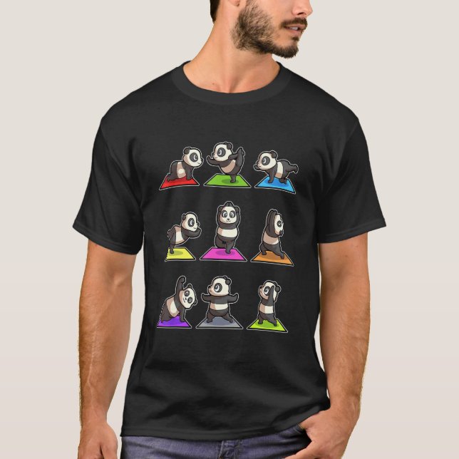 Panda Yoga Poses Sport Gymnastics Ohmmm Heartbeat T-Shirt (Front)