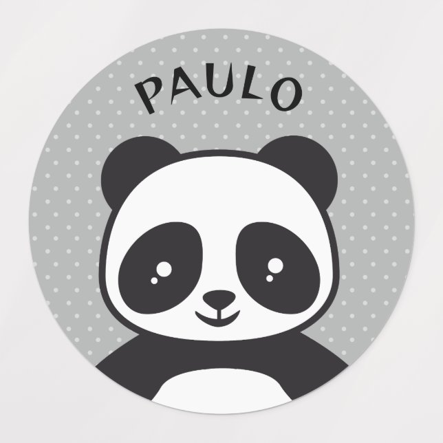 Pandabar - gray | waterproof children's labels (Design 1)