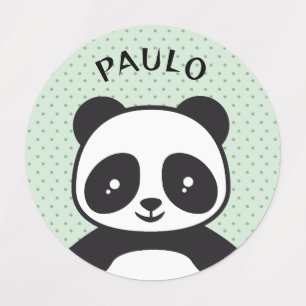 Pandabar - green waterproof children's labels