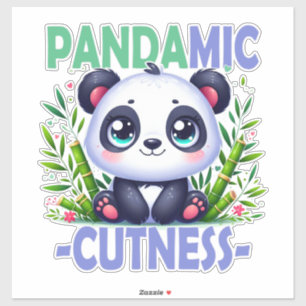 Pandamic Cuteness pun. Cute baby Panda cartoon Sticker