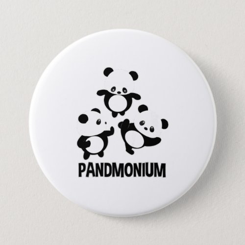 Pandamonium TShirt  Funny Panda Bear Pun Tee Button