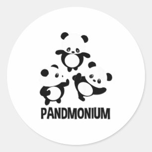 Pandamonium TShirt  Funny Panda Bear Pun Tee Classic Round Sticker