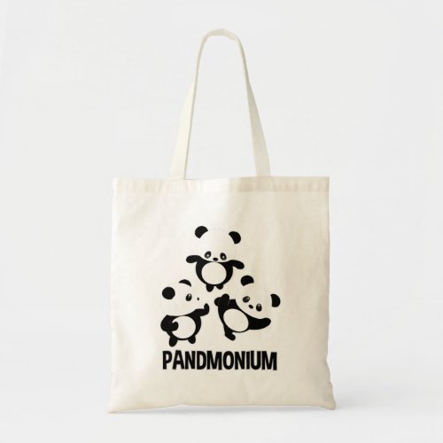 Pandamonium TShirt  Funny Panda Bear Pun Tee Tote Bag