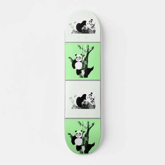 Pandas Checker - Green Skateboard (Front)