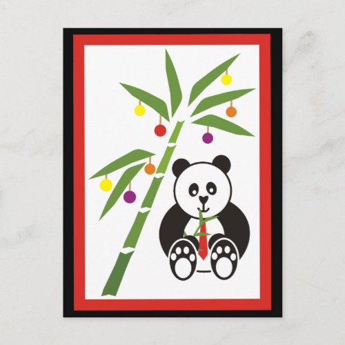 Pandas Christmas Meal Holiday Postcard