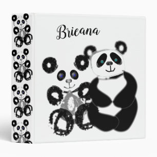 Pandas Cute and Cuddly Personalized 3 Ring Binder