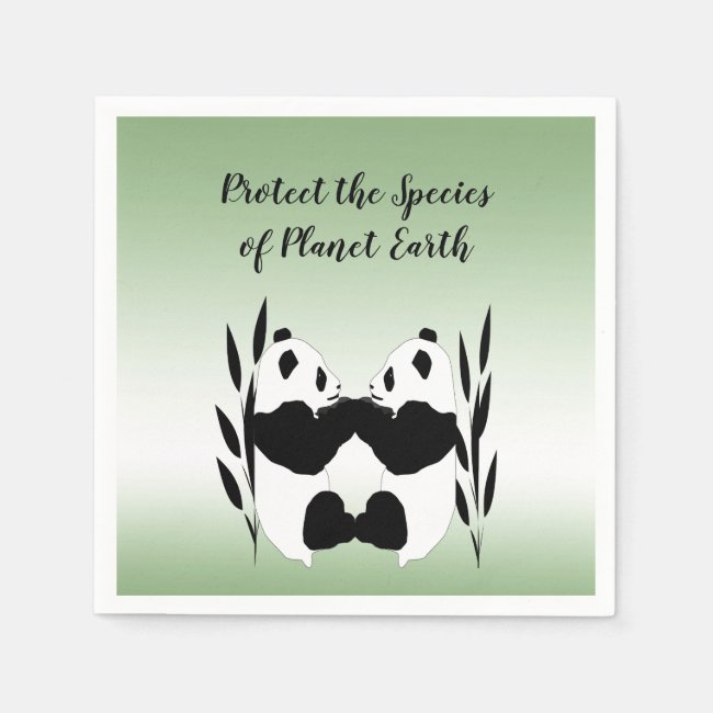 Pandas Earth Day Protect Our Species Paper Napkins