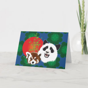 Pandas friends for eternity letterpress thank you card