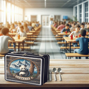 Panda's Hidden Sanctuary: Bamboo Satisfaction Metal Lunch Box