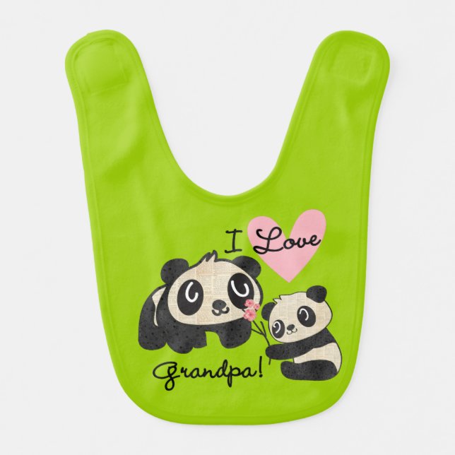 Pandas I Love Grandpa Bib (Front)