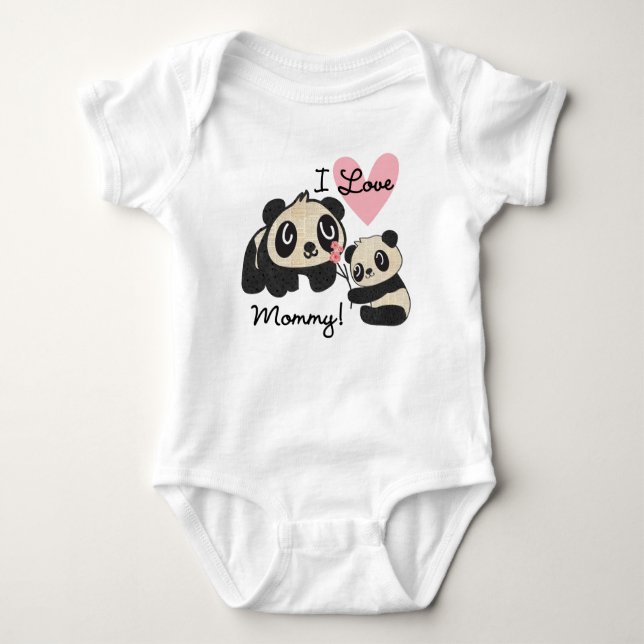 Pandas I Love Mommy Baby Bodysuit (Front)