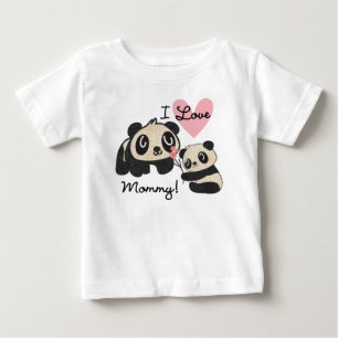Pandas I Love Mommy Baby T-Shirt