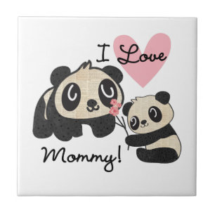 Pandas I Love Mommy Ceramic Tile