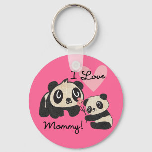 Pandas I Love Mommy Keychain