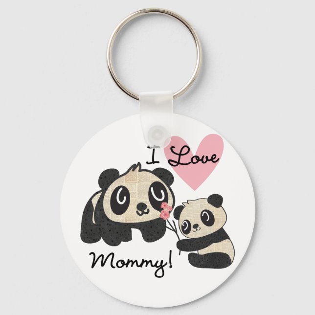 Pandas I Love Mommy Keychain (Front)