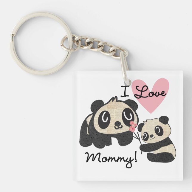Pandas I Love Mommy Keychain (Front)
