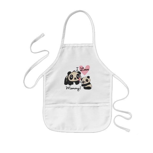 Pandas I Love Mommy Kids' Apron (Front)