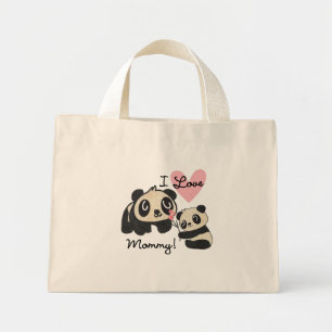 Pandas I Love Mommy Mini Tote Bag