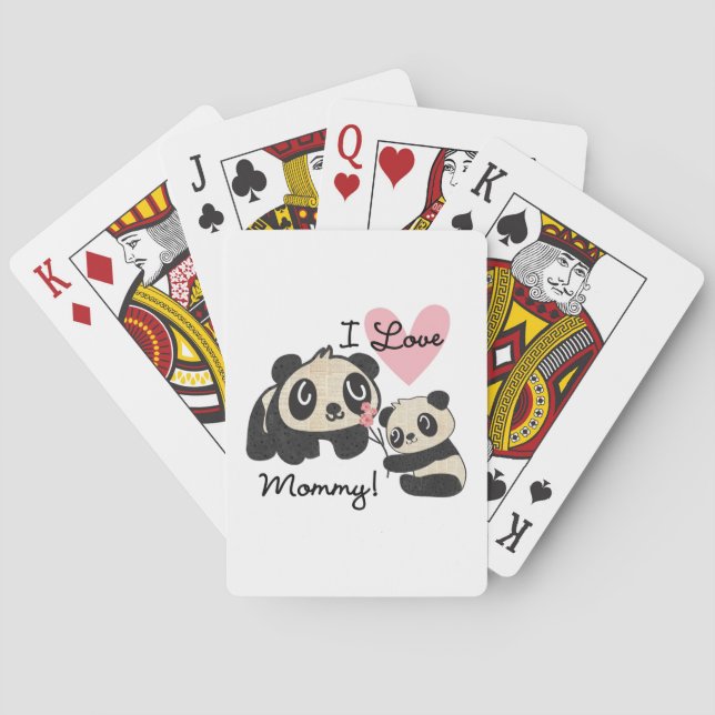 Pandas I Love Mommy Poker Cards (Back)