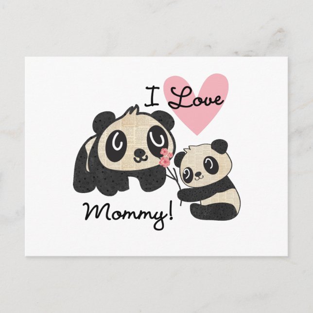 Pandas I Love Mommy Postcard (Front)