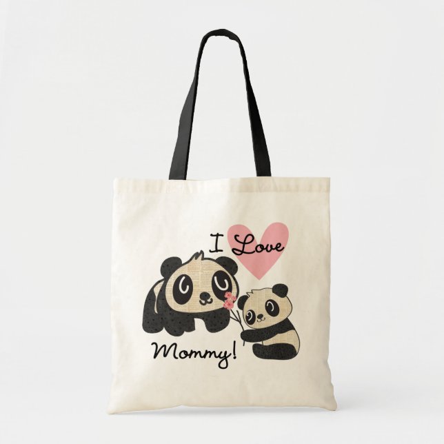 Pandas I Love Mommy Tote Bag (Front)