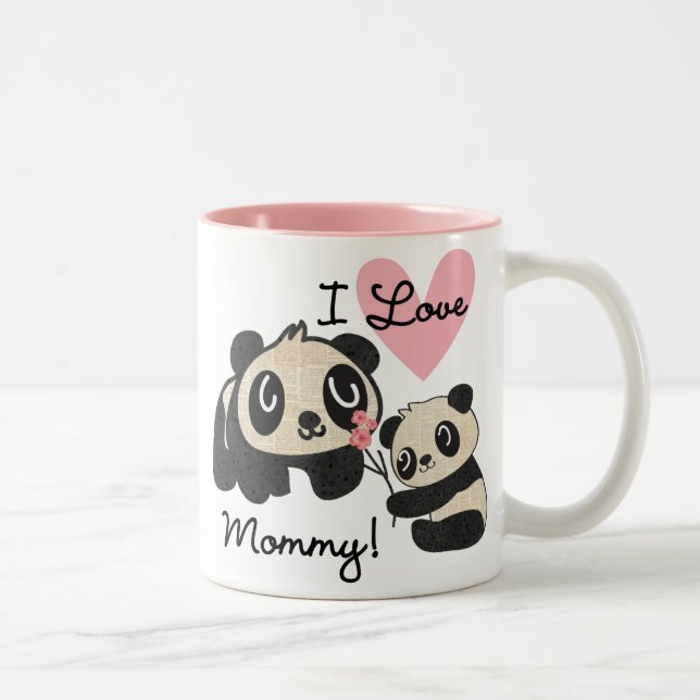 Pandas I Love Mommy Two-Tone Coffee Mug (Right)